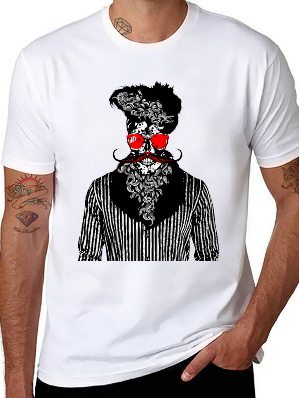 Skull Gentleman Graphic Tee - Unique Style
