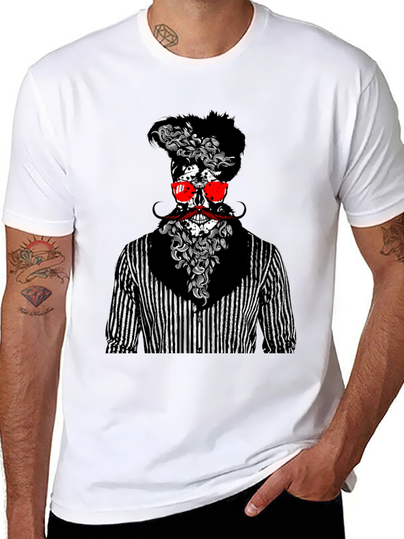 Skull Gentleman Graphic Tee - Unique Style