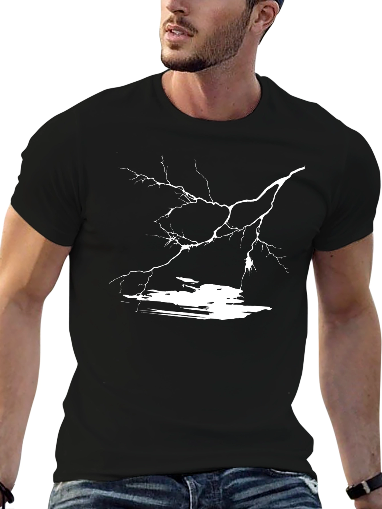 Lightning Strike Graphic Black T-Shirt