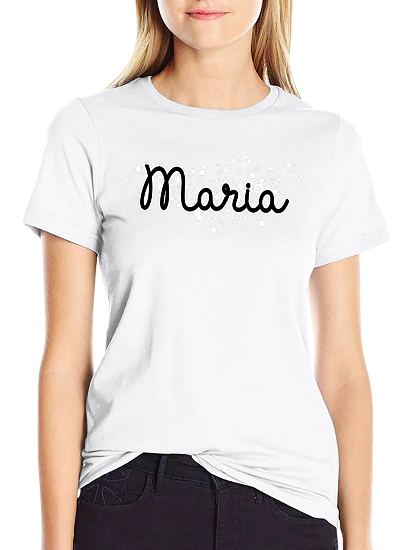 Maria Custom Name Black T-Shirt