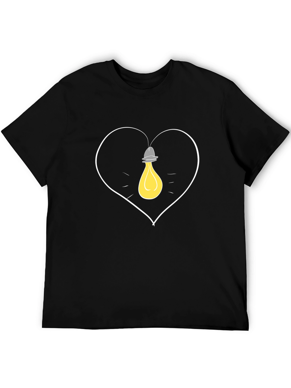 Heart Lightbulb Graphic Tee - Black