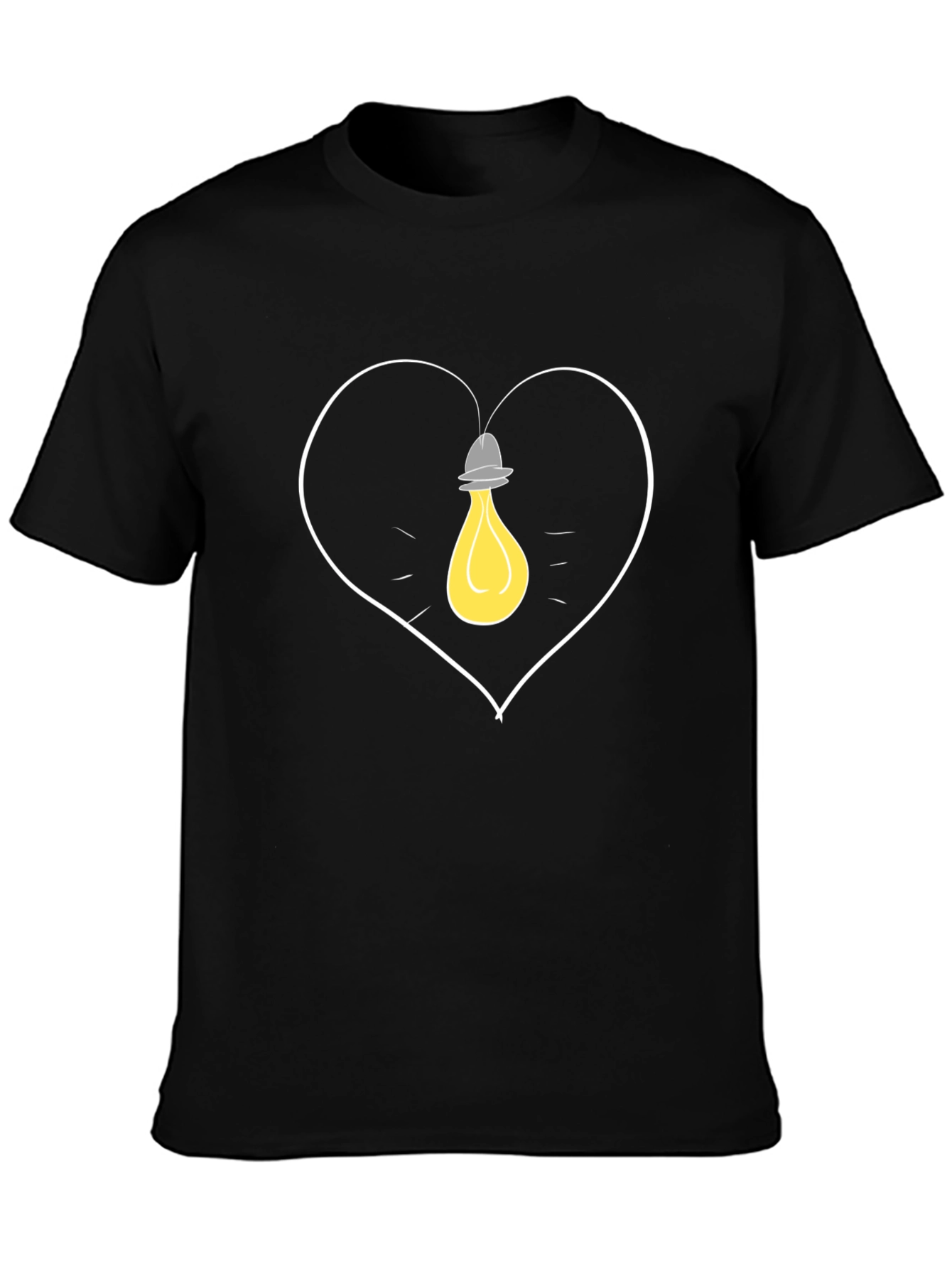 Heart Lightbulb Graphic Tee - Black