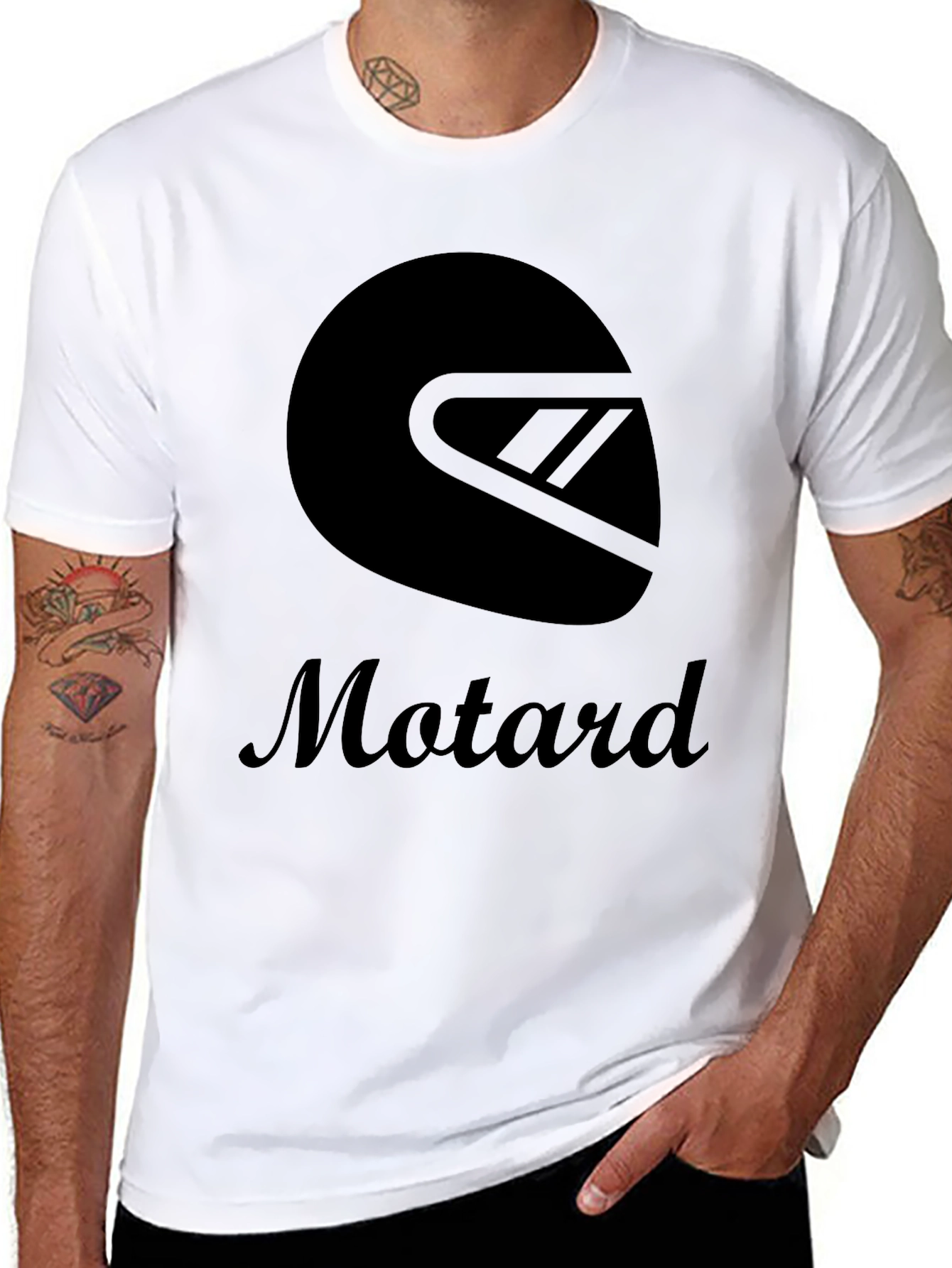 Motard Helmet Graphic T-Shirt - Black