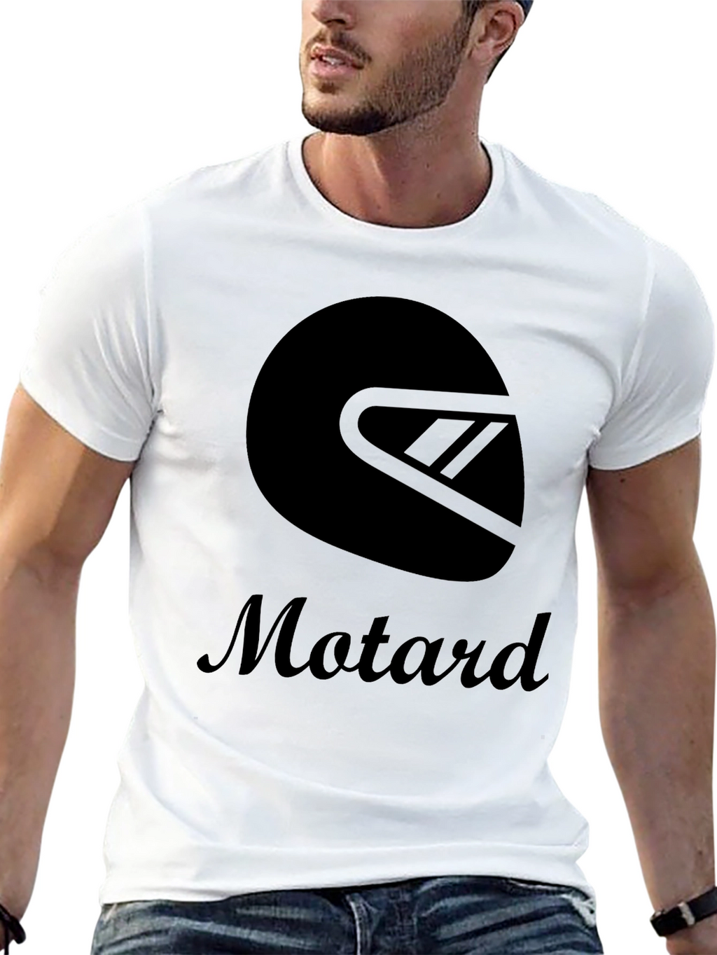 Motard Helmet Graphic T-Shirt - Black