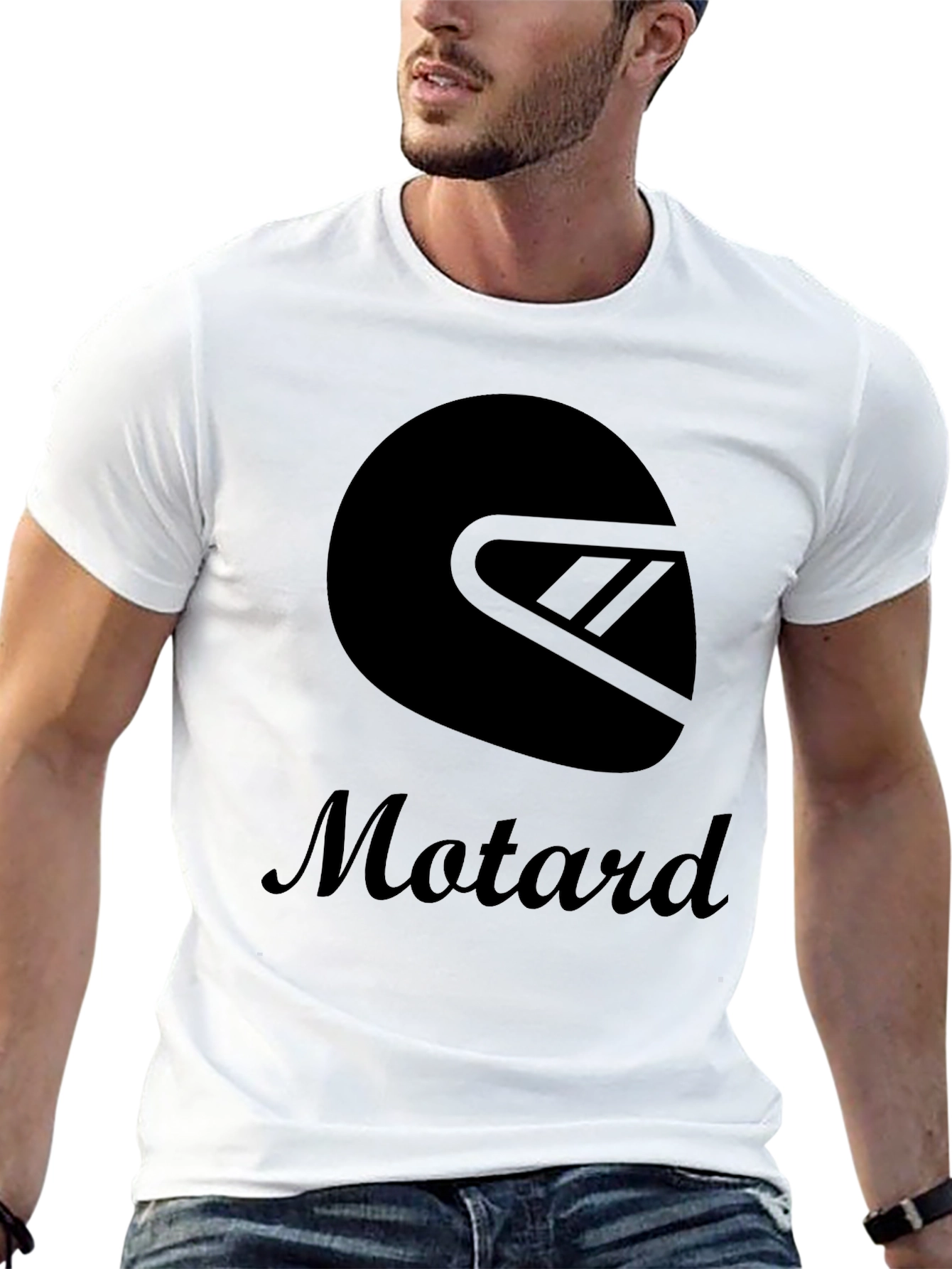 Motard Helmet Graphic T-Shirt - Black