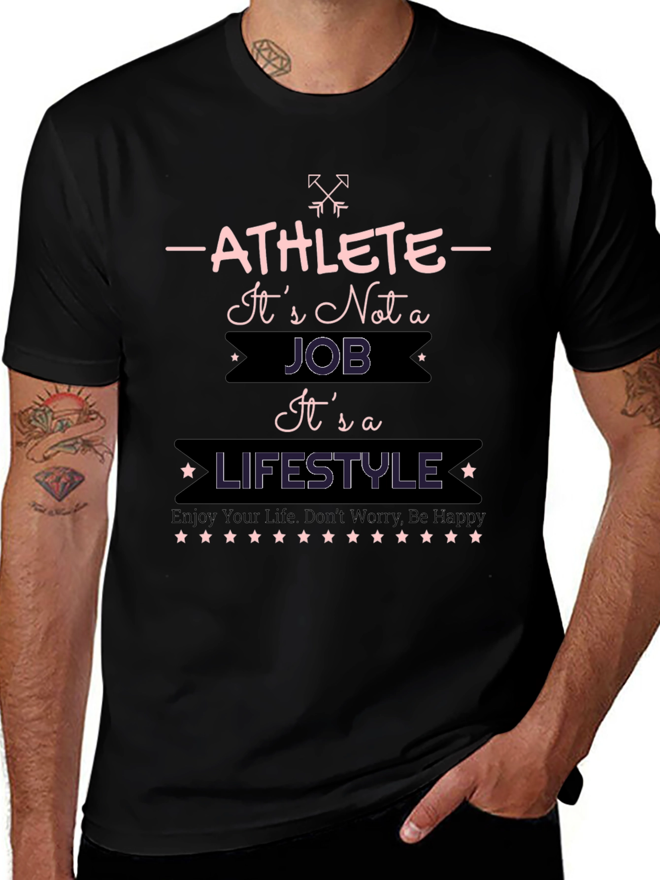 Athlete Lifestyle Graphic T-Shirt - Black