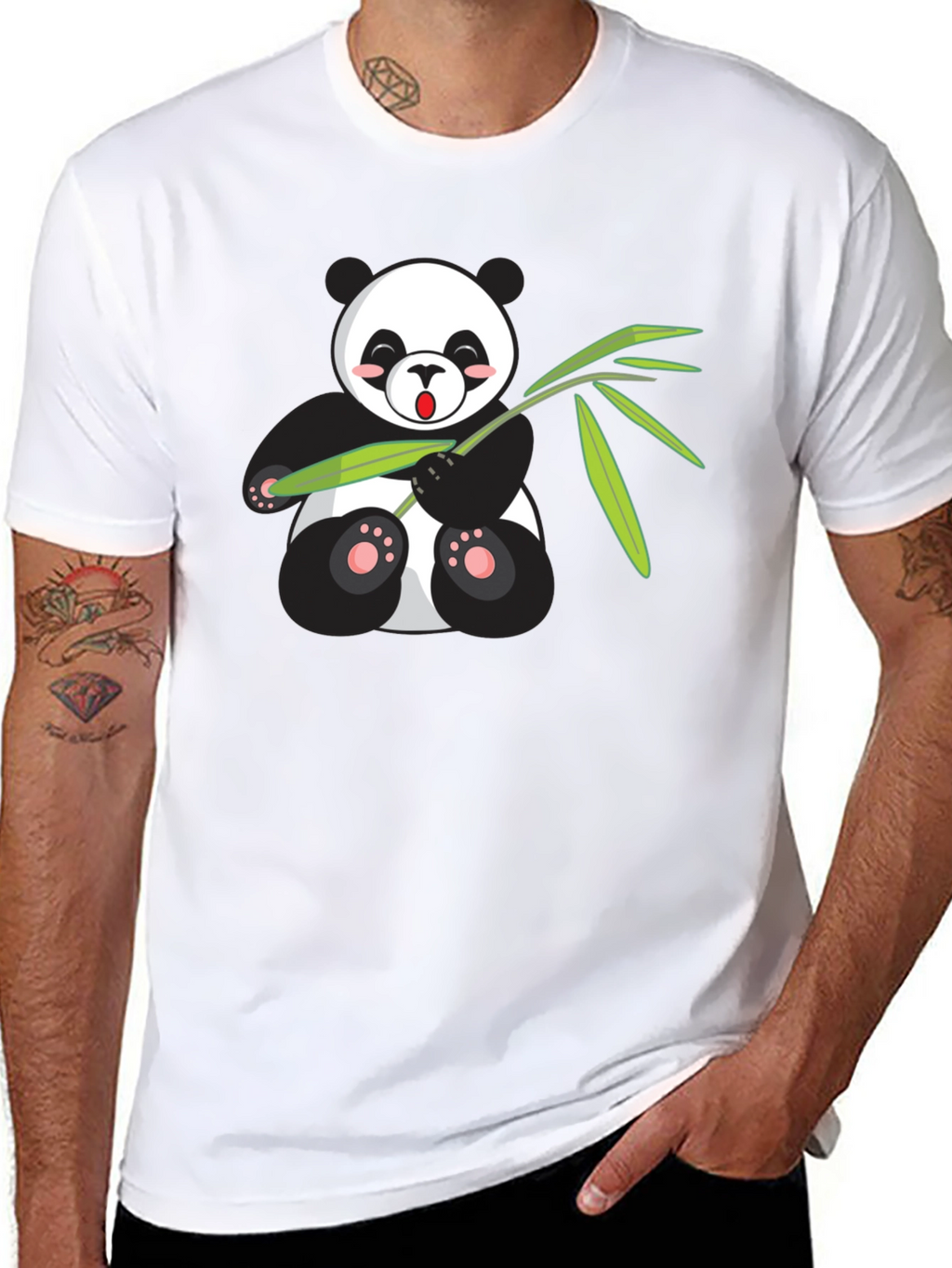 Cute Panda Bear Bamboo Graphic T-Shirt