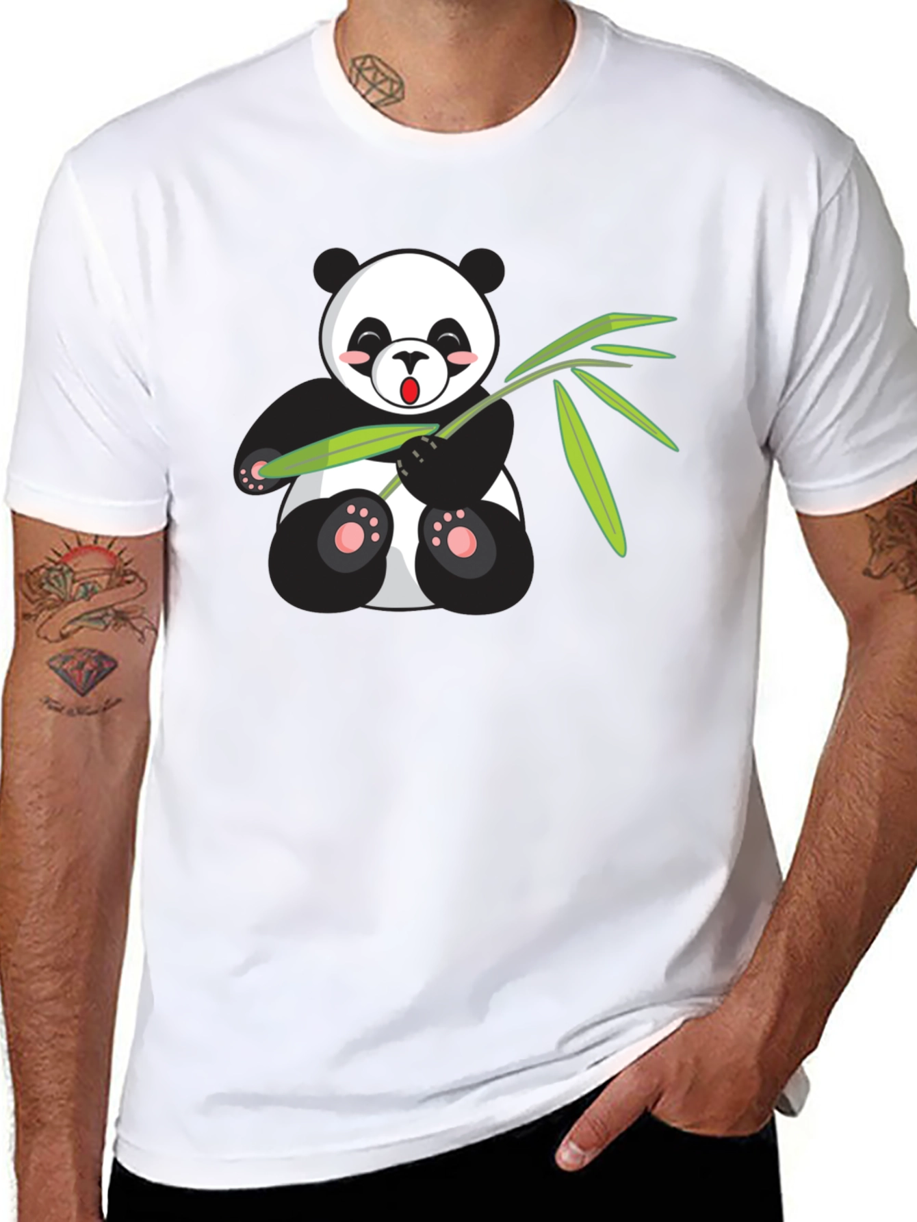 Cute Panda Bear Bamboo Graphic T-Shirt