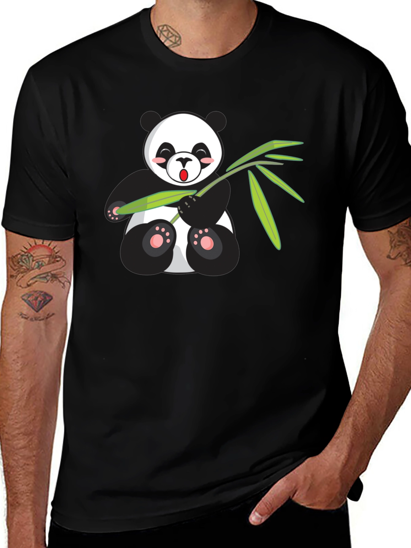 Cute Panda Bear Bamboo Graphic T-Shirt