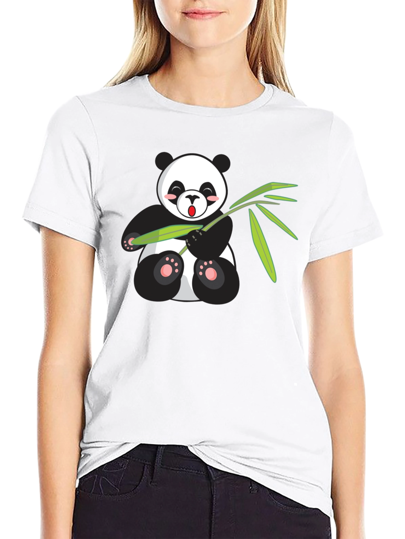 Cute Panda Bear Bamboo Graphic T-Shirt