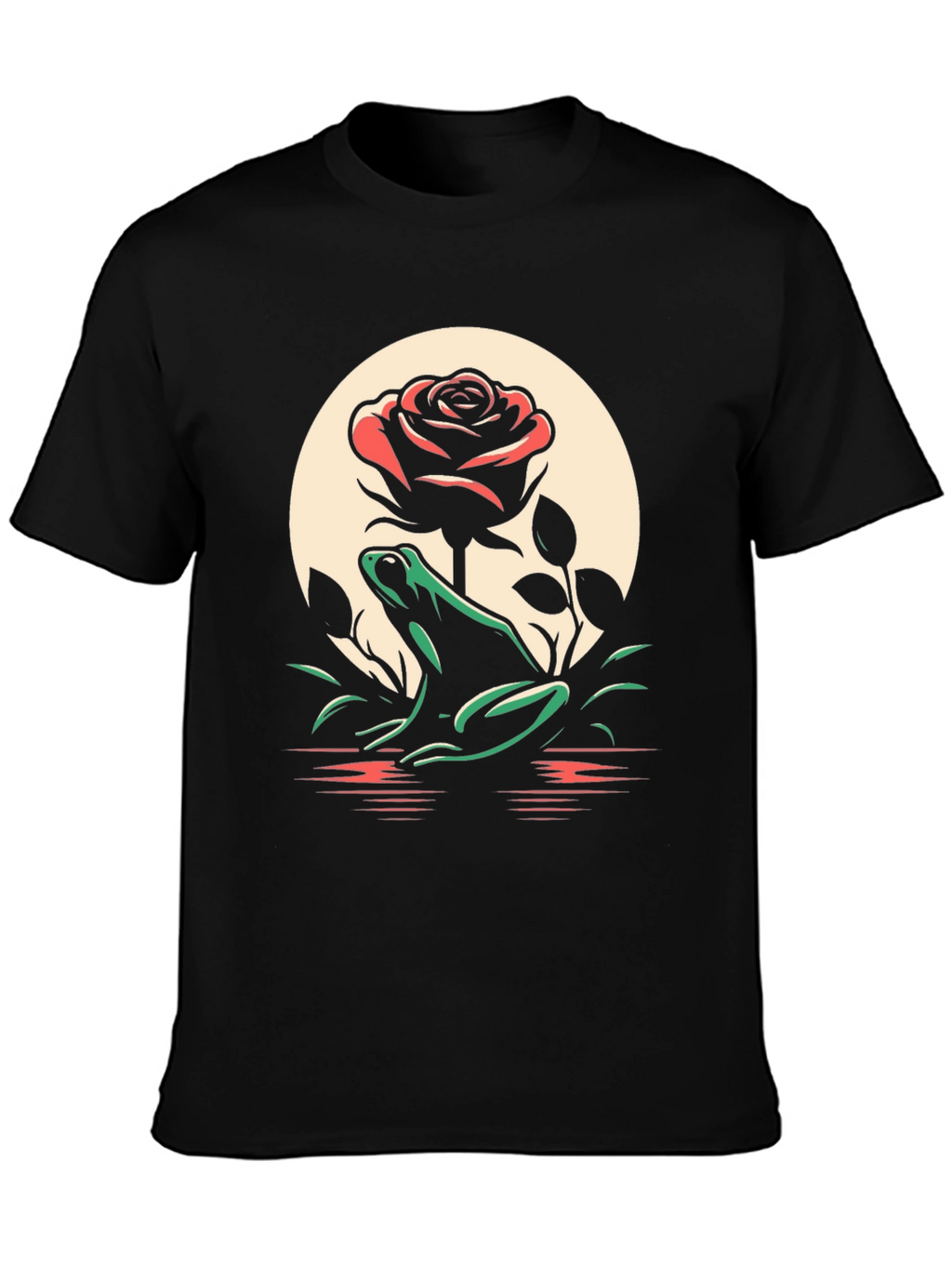 Frog and Rose Graphic Tee - Black