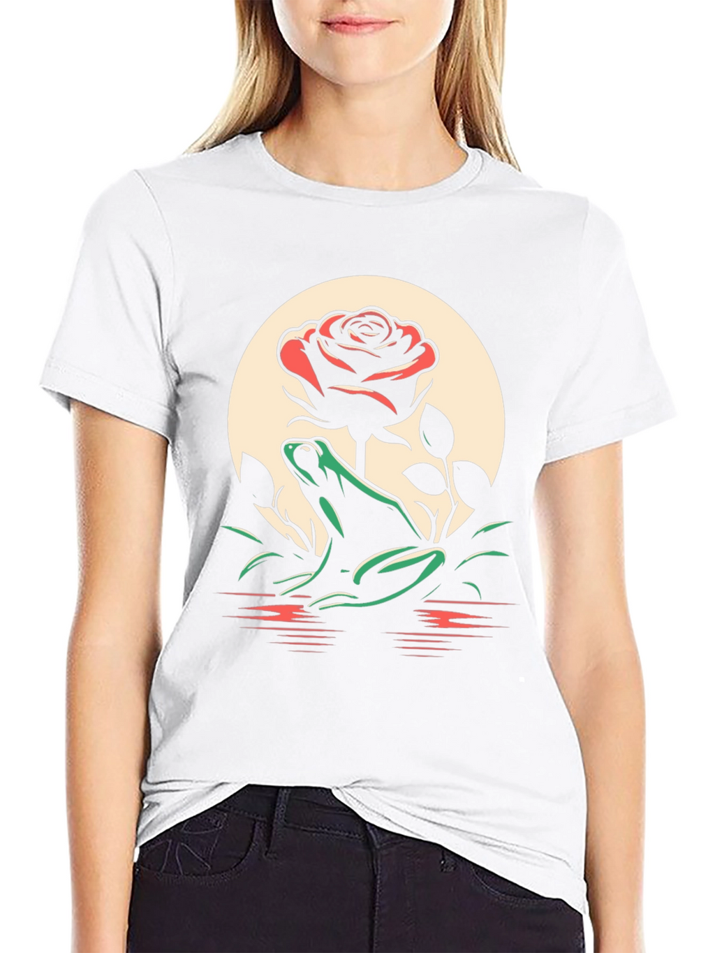 Frog and Rose Graphic Tee - Black