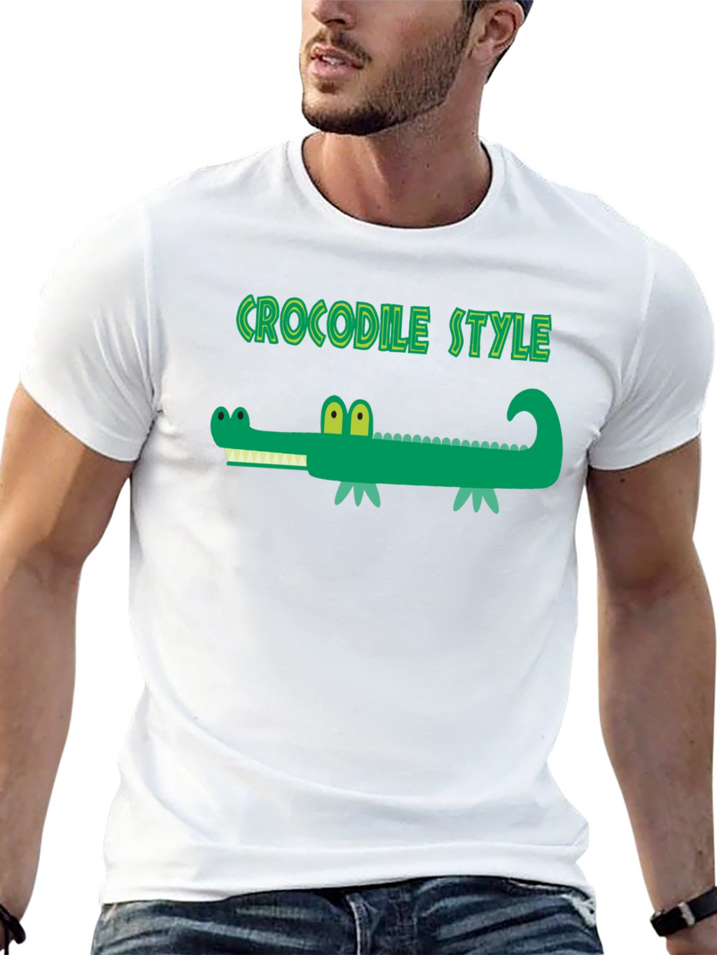 Crocodile Style Black T-Shirt