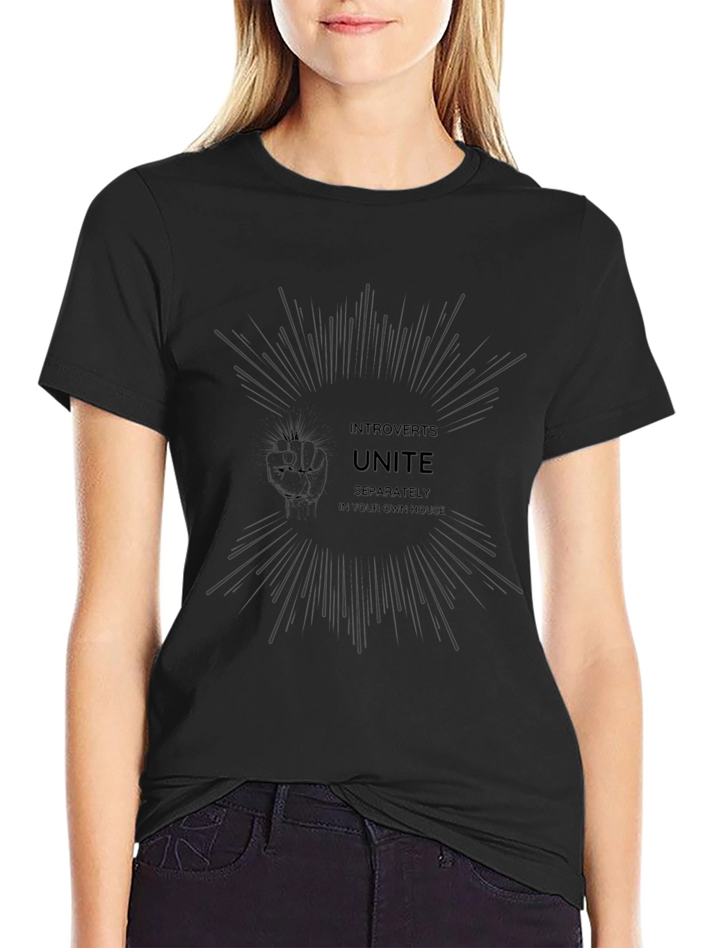 Introverts Unite Black Graphic T-Shirt