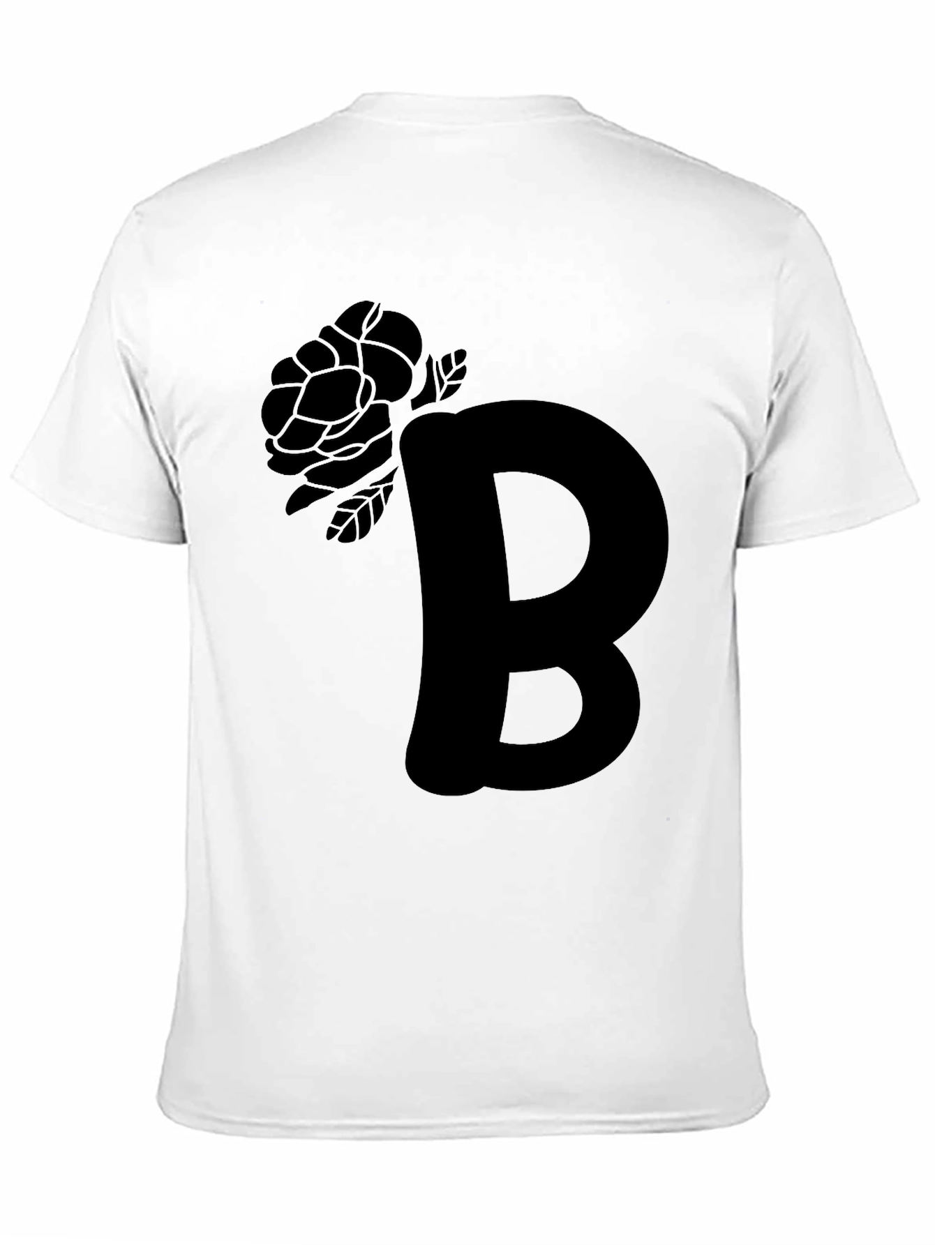 Monochrome B Rose Graphic Tee - Modern Casual Style