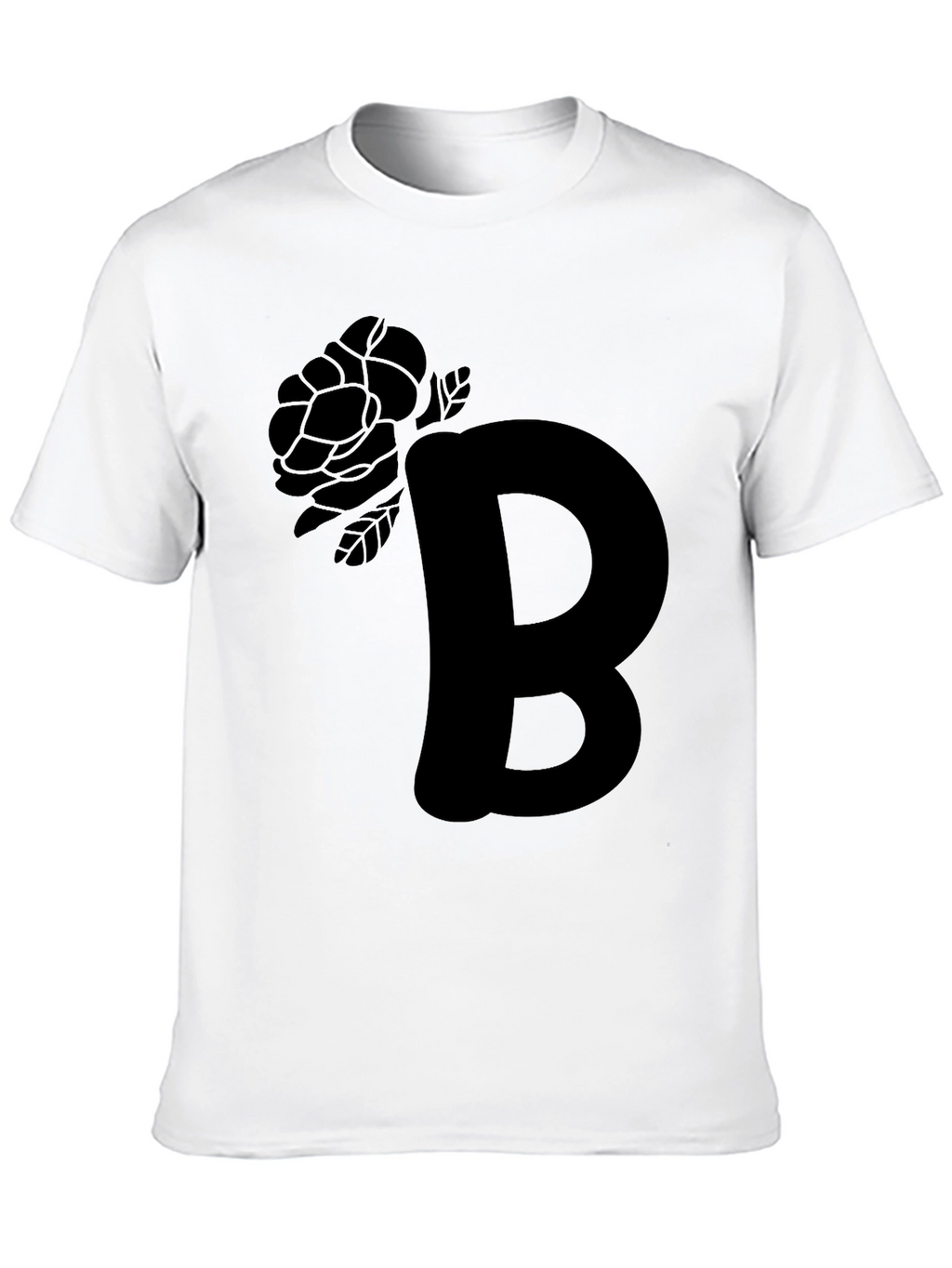 Monochrome B Rose Graphic Tee - Modern Casual Style