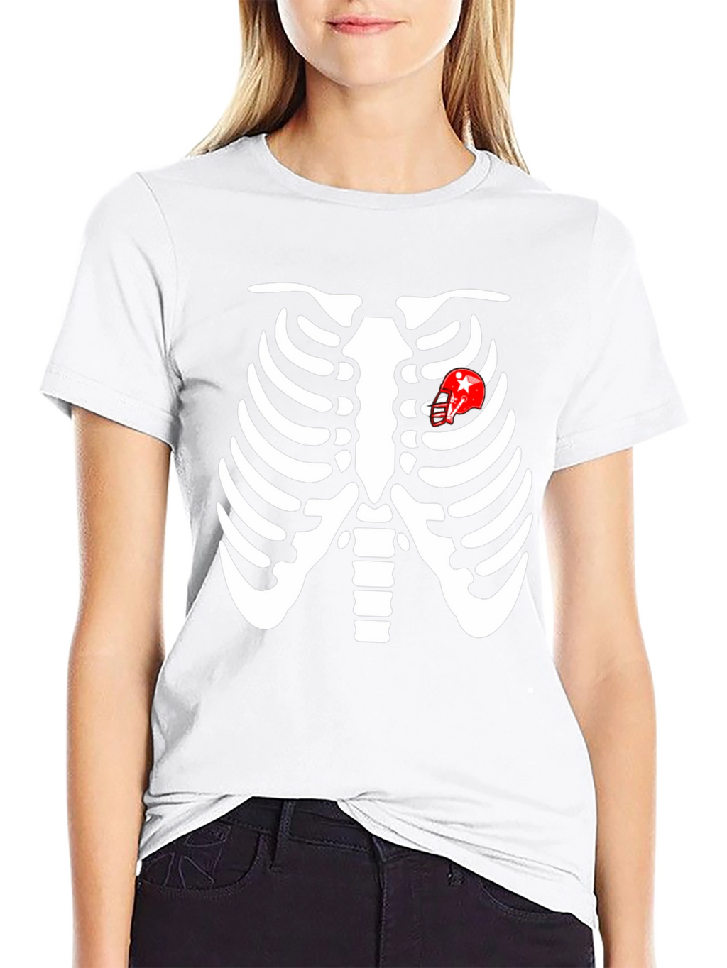 Skeleton Rib Cage Football Heart T-Shirt