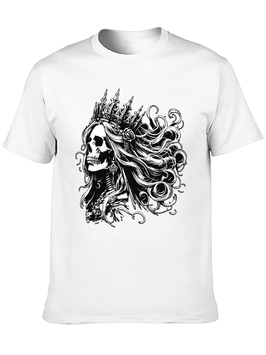 Black T-Shirt with Skull Queen Graphic