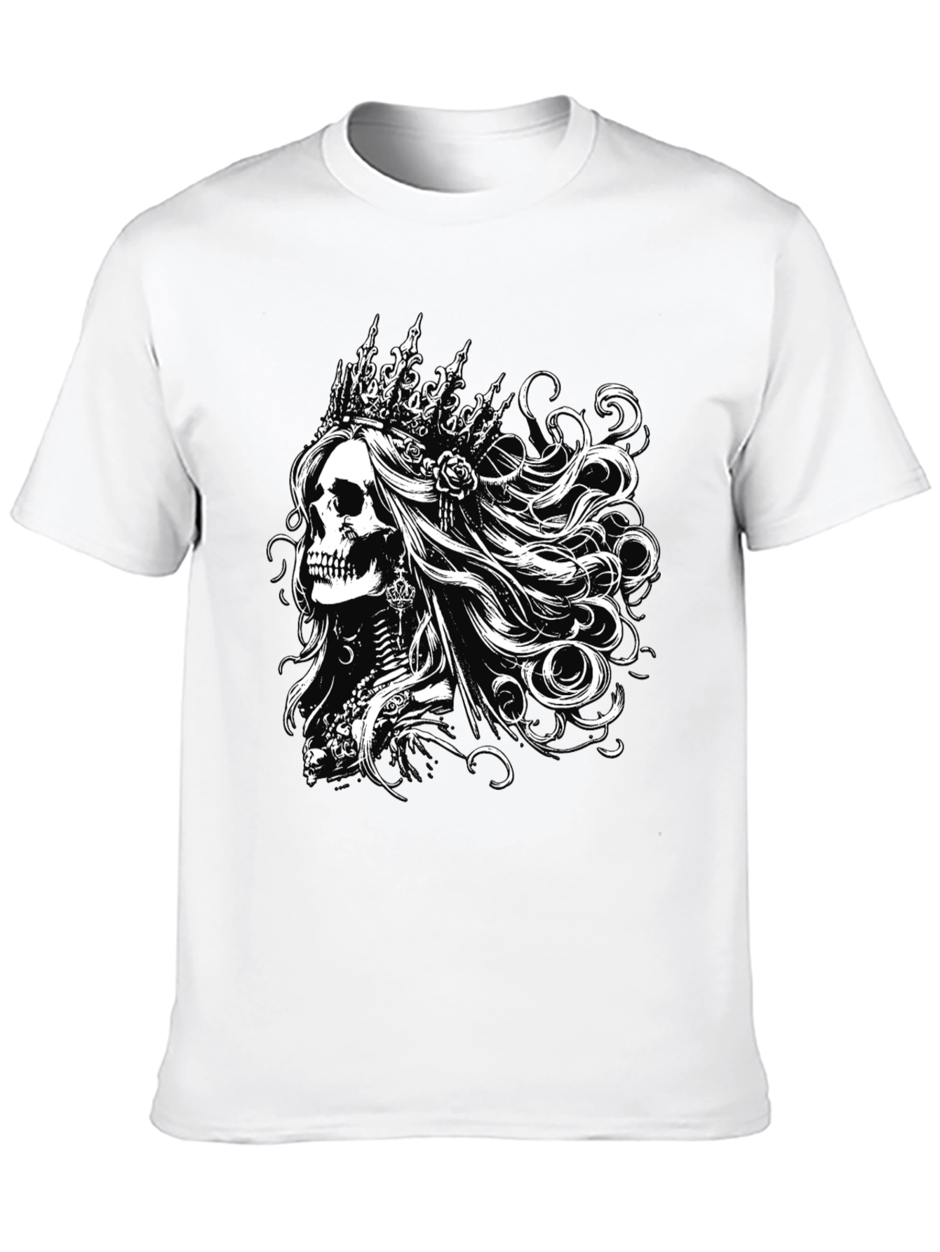 Black T-Shirt with Skull Queen Graphic