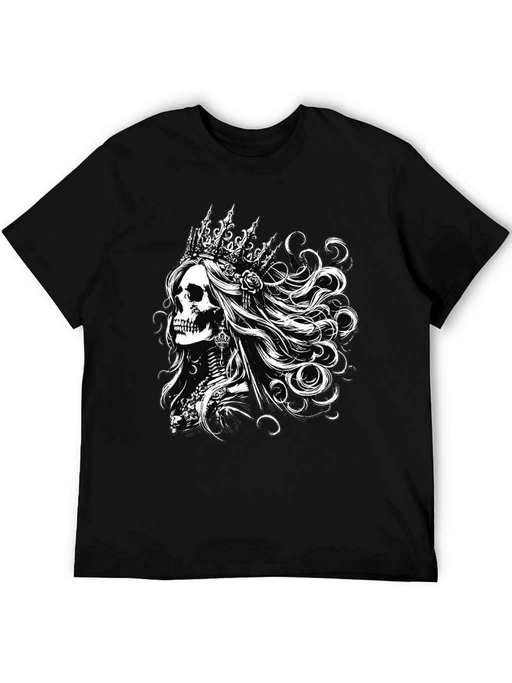 Black T-Shirt with Skull Queen Graphic