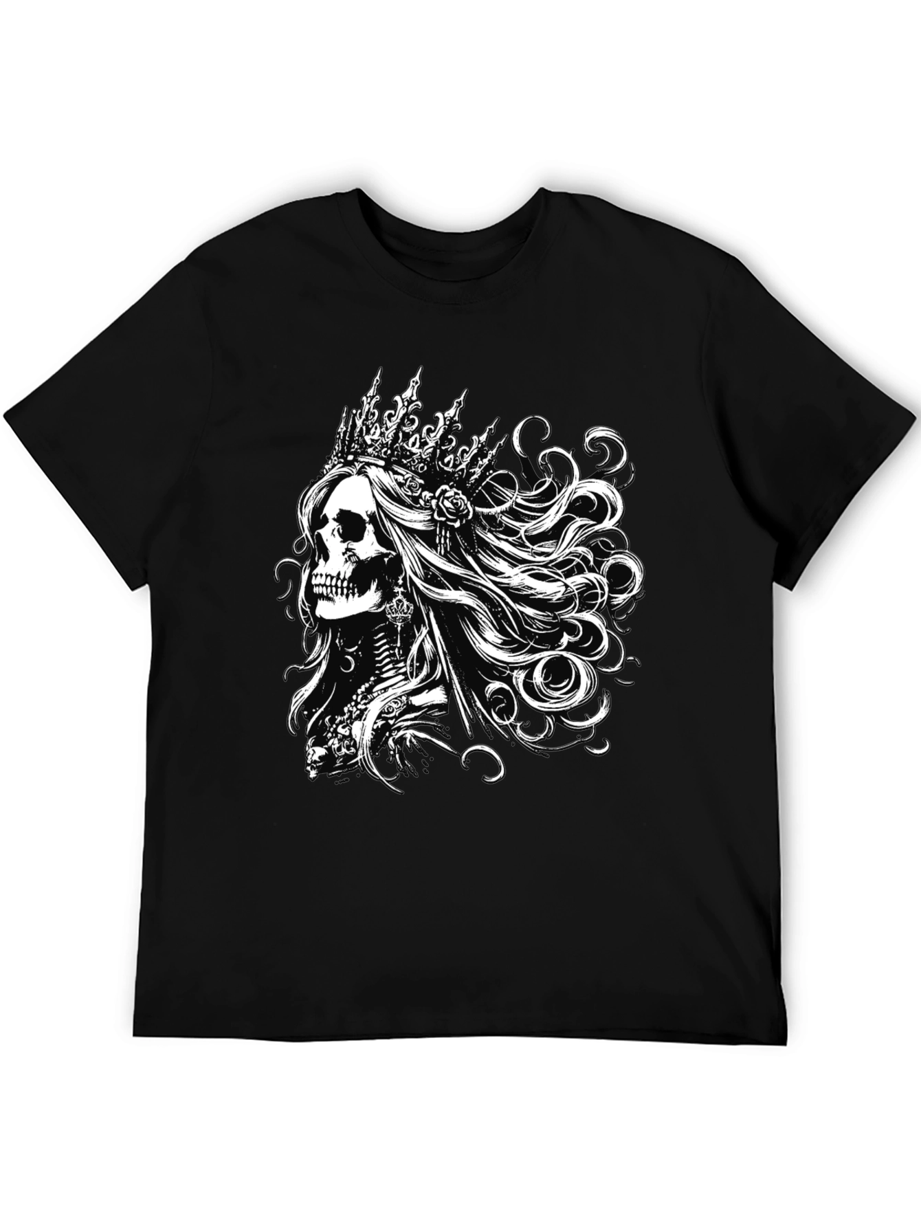 Black T-Shirt with Skull Queen Graphic