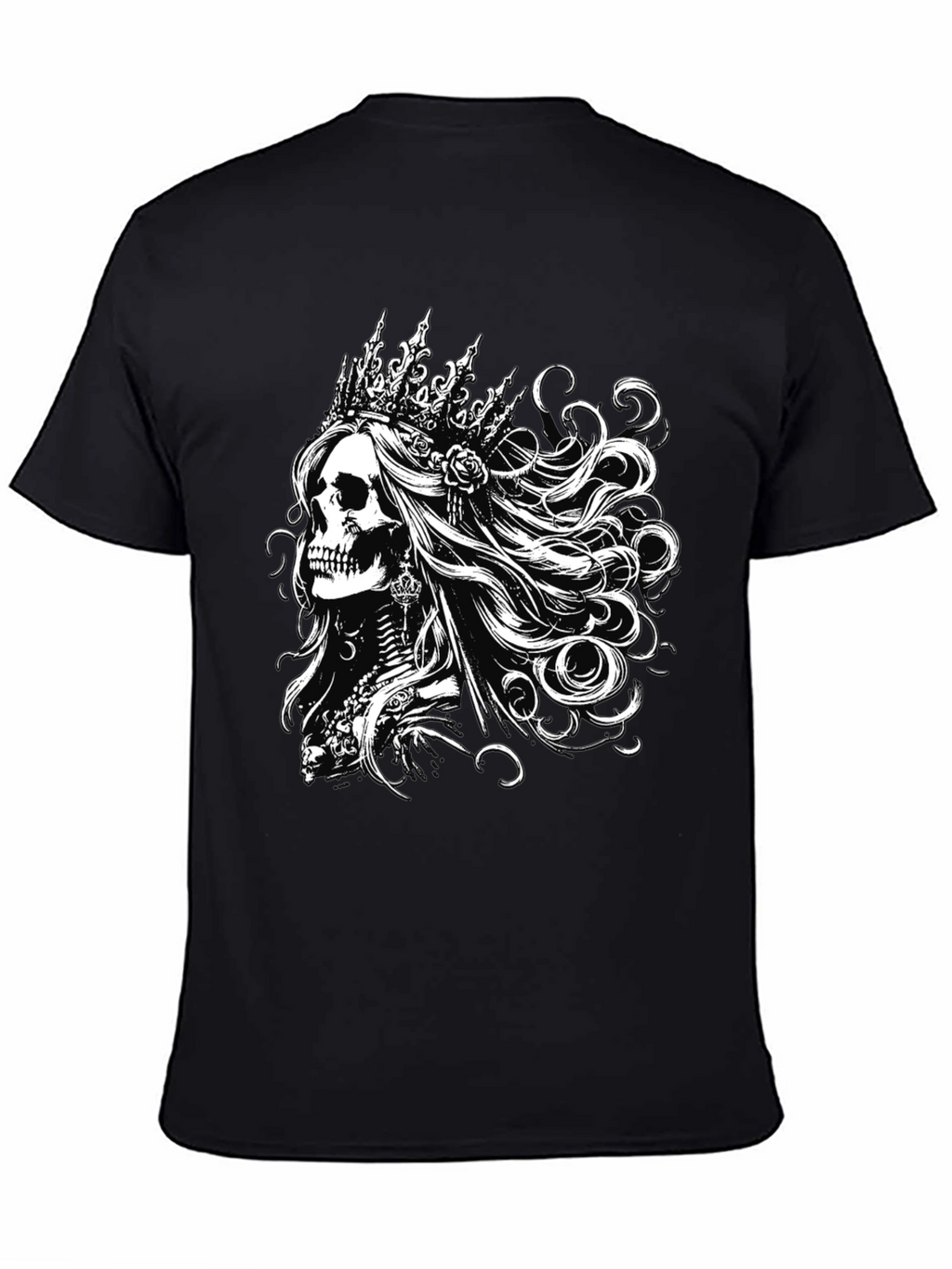 Black T-Shirt with Skull Queen Graphic