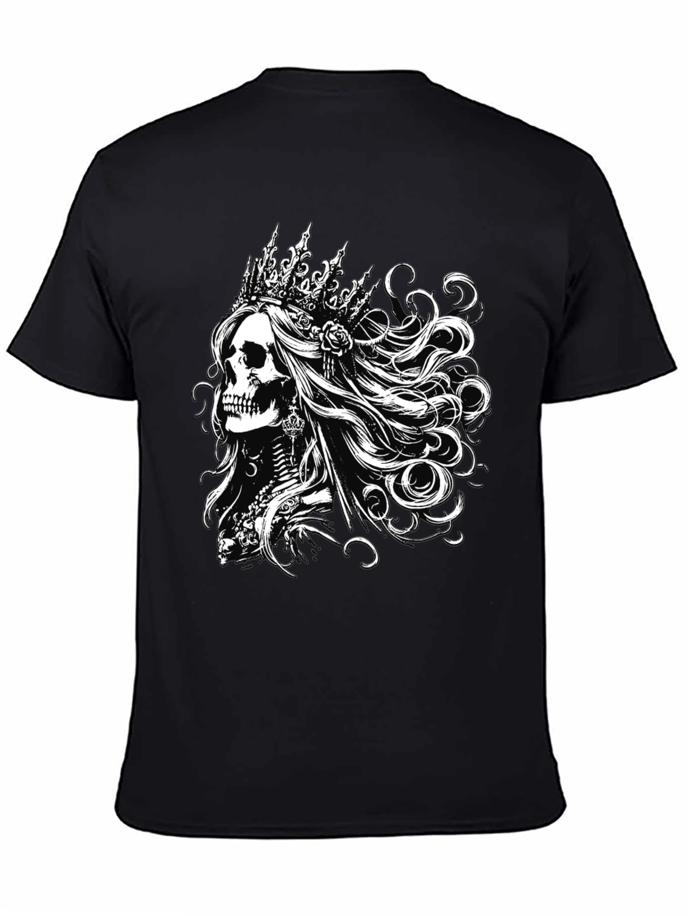 Black T-Shirt with Skull Queen Graphic