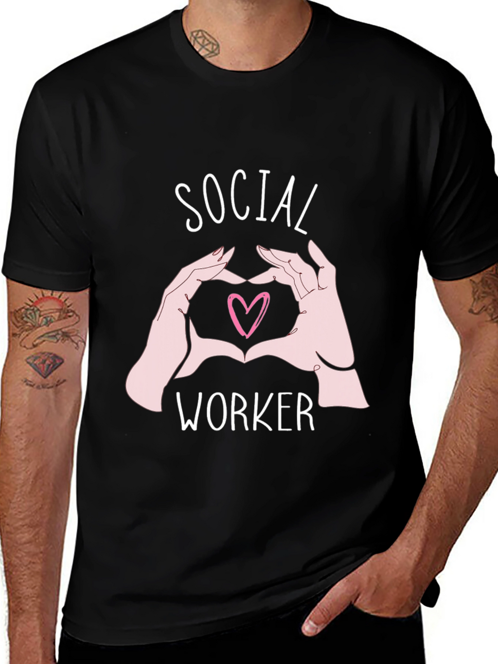 Social Worker Heart Hands Graphic Tee