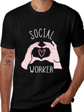 Social Worker Heart Hands Graphic Tee