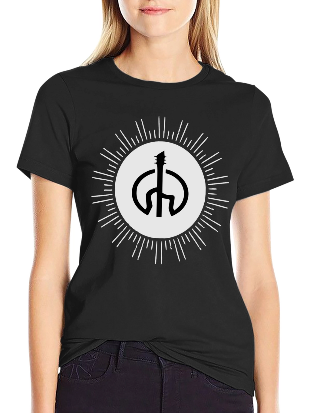 Guitar Peace Sign Black T-Shirt