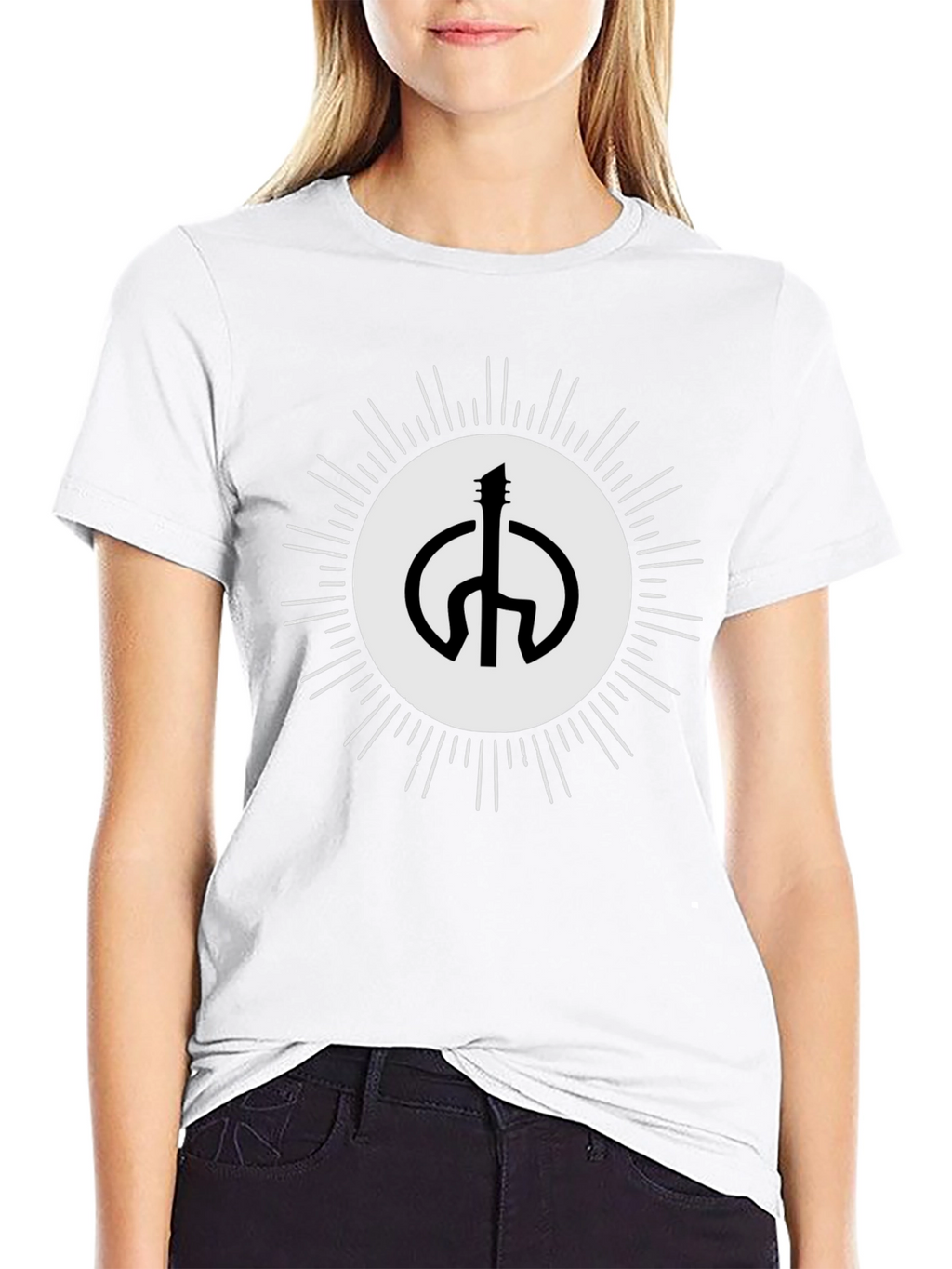 Guitar Peace Sign Black T-Shirt