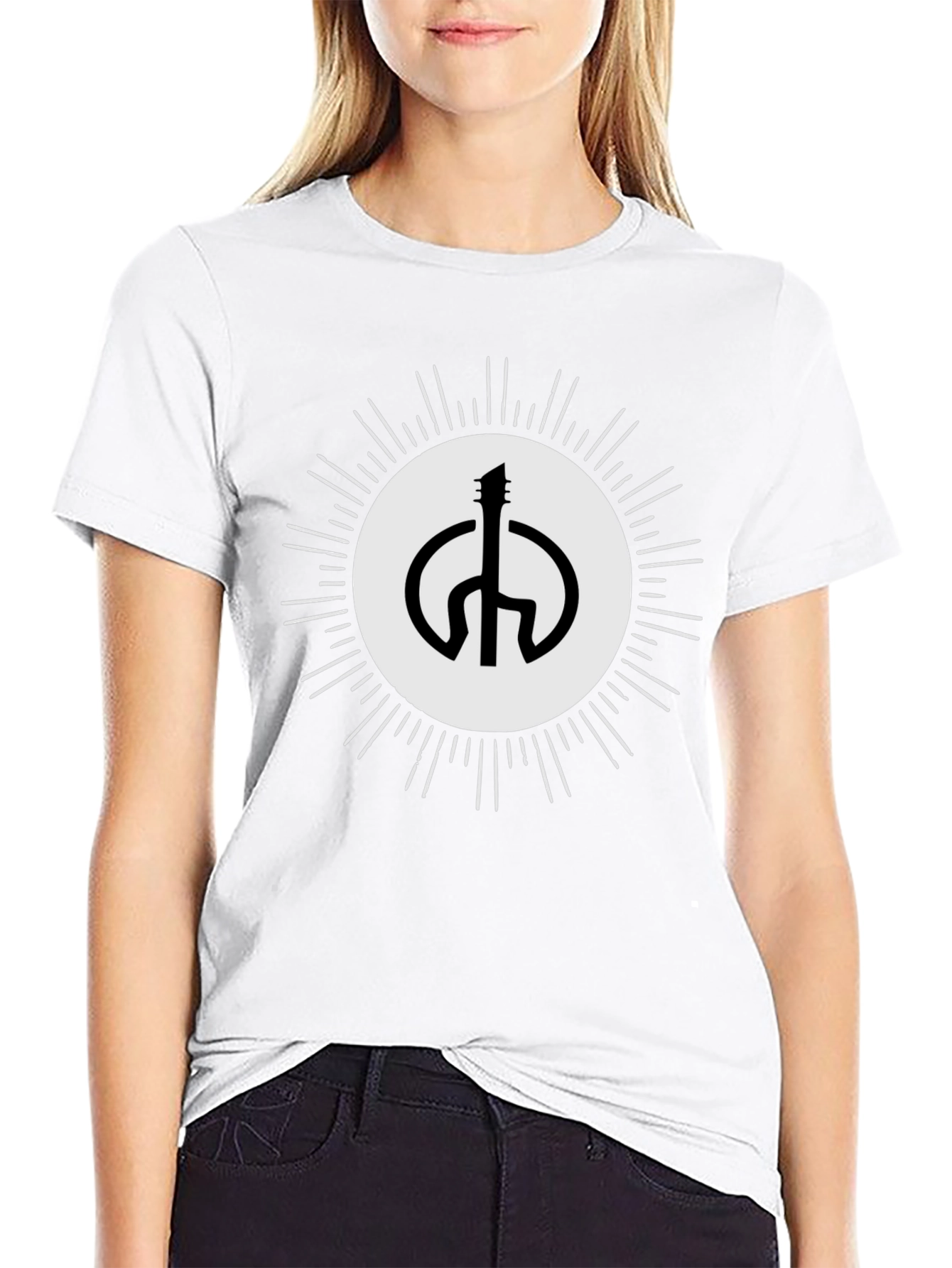 Guitar Peace Sign Black T-Shirt