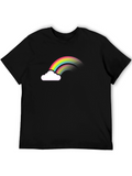 Rainbow Cloud Graphic Tee - Black Cotton Comfort