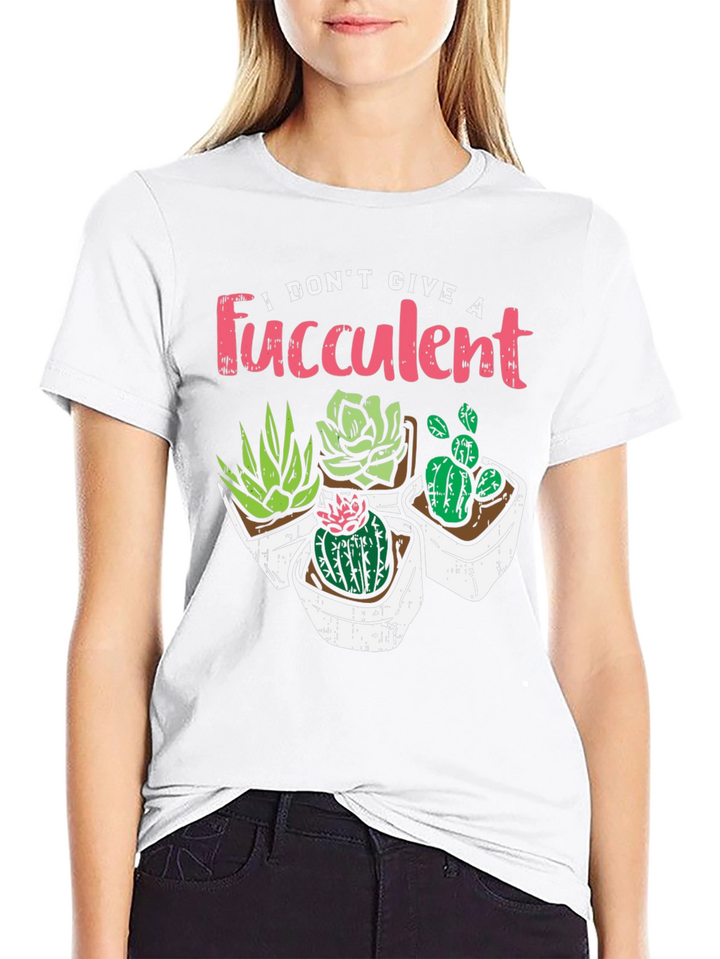 I Dont Give A Fucculent Black T-Shirt