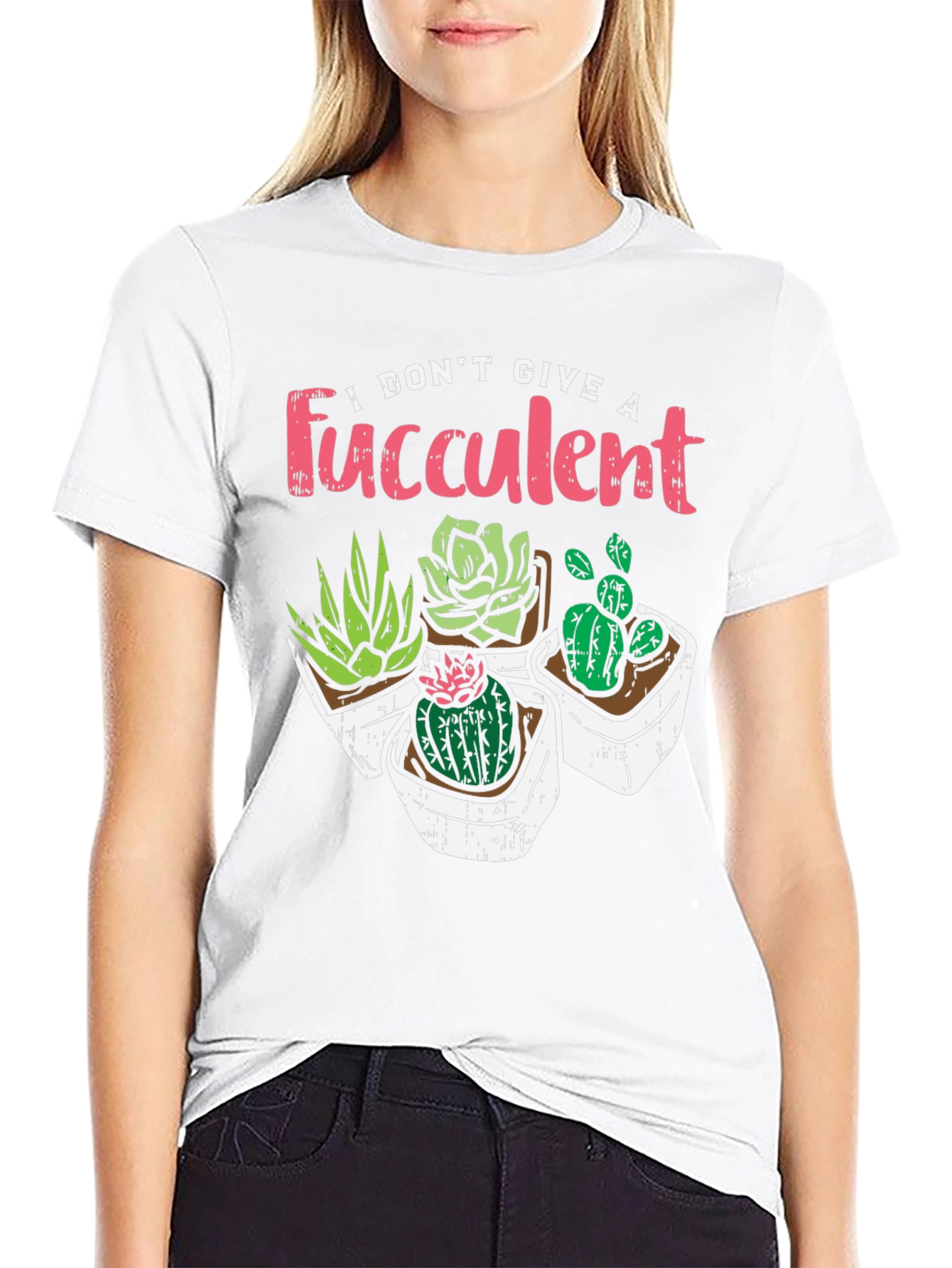I Dont Give A Fucculent Black T-Shirt