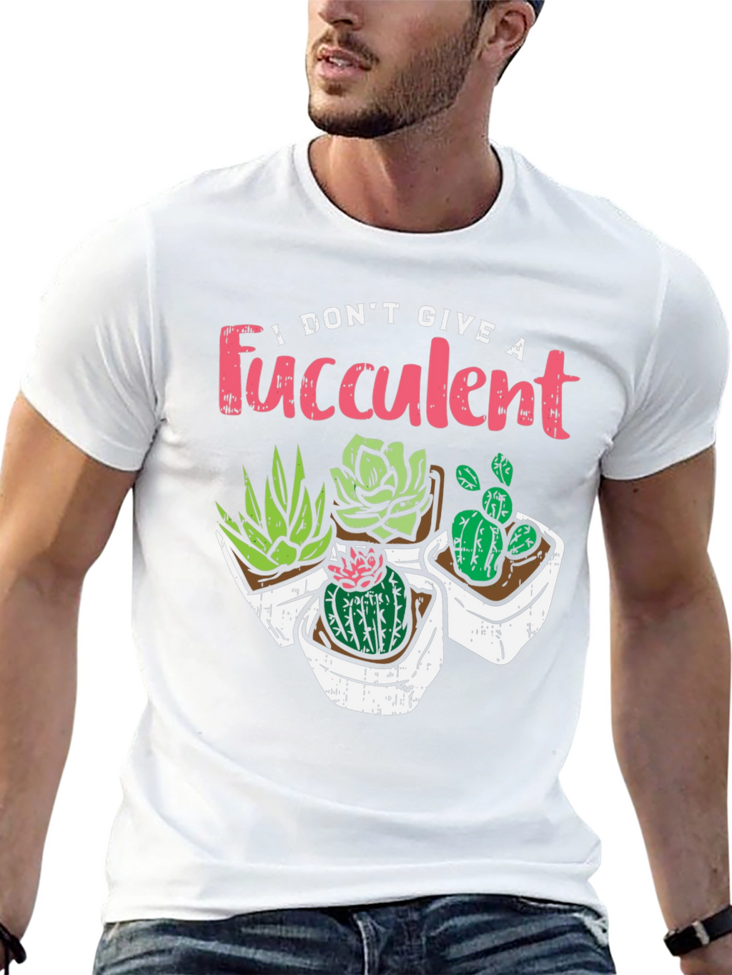 I Dont Give A Fucculent Black T-Shirt