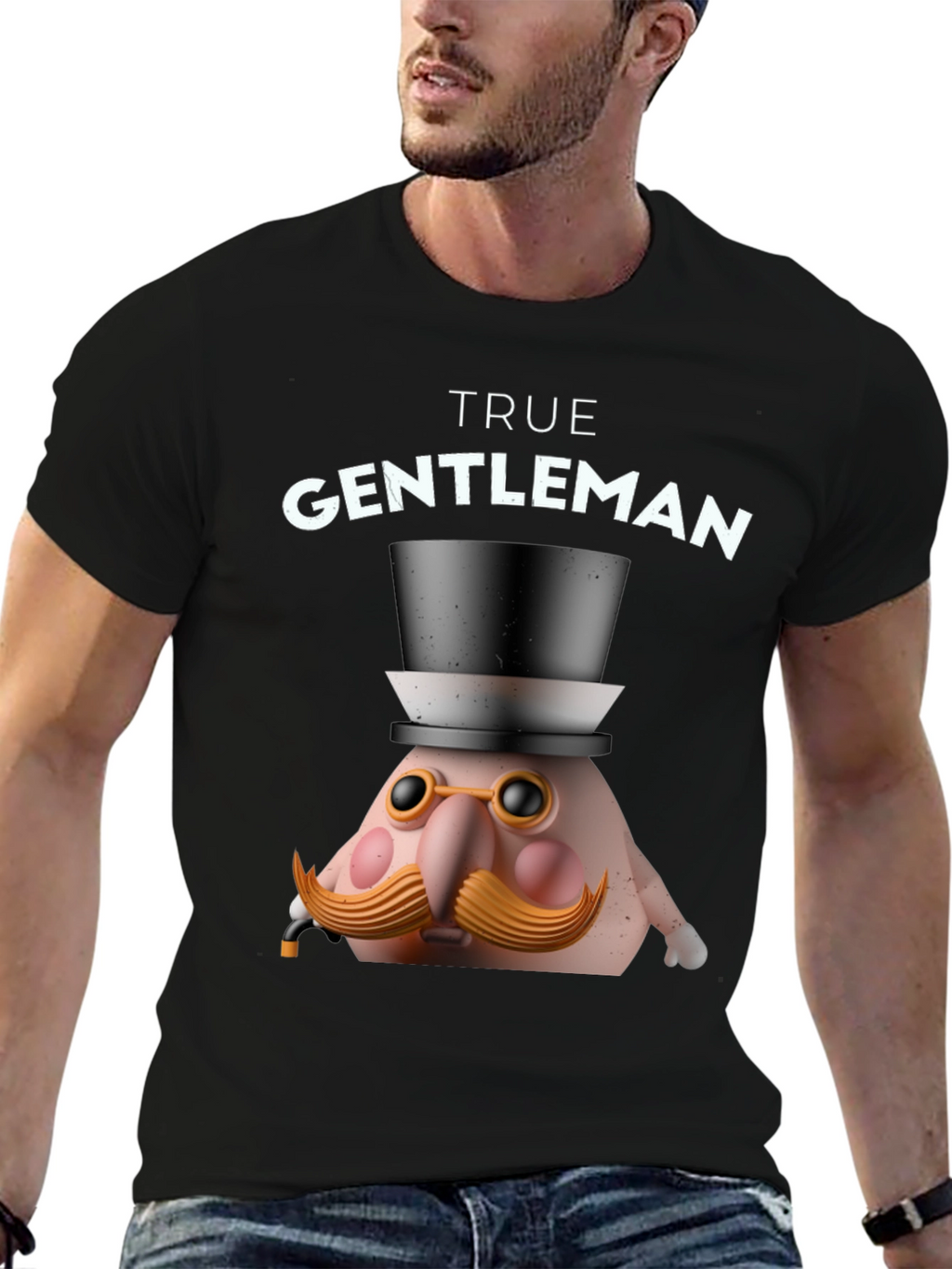 True Gentleman Graphic T-Shirt - Funny Character Tee