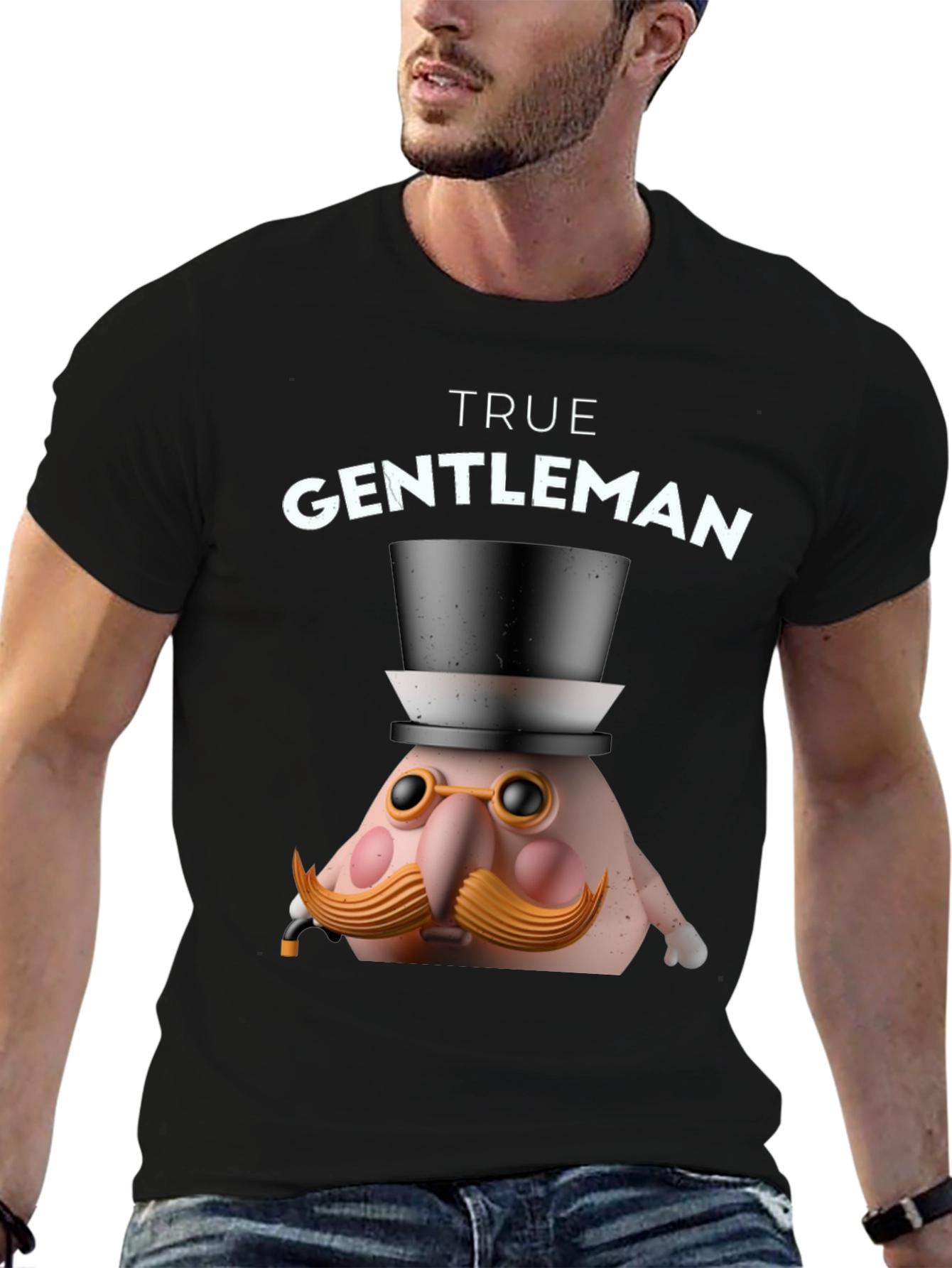 True Gentleman Graphic T-Shirt - Funny Character Tee