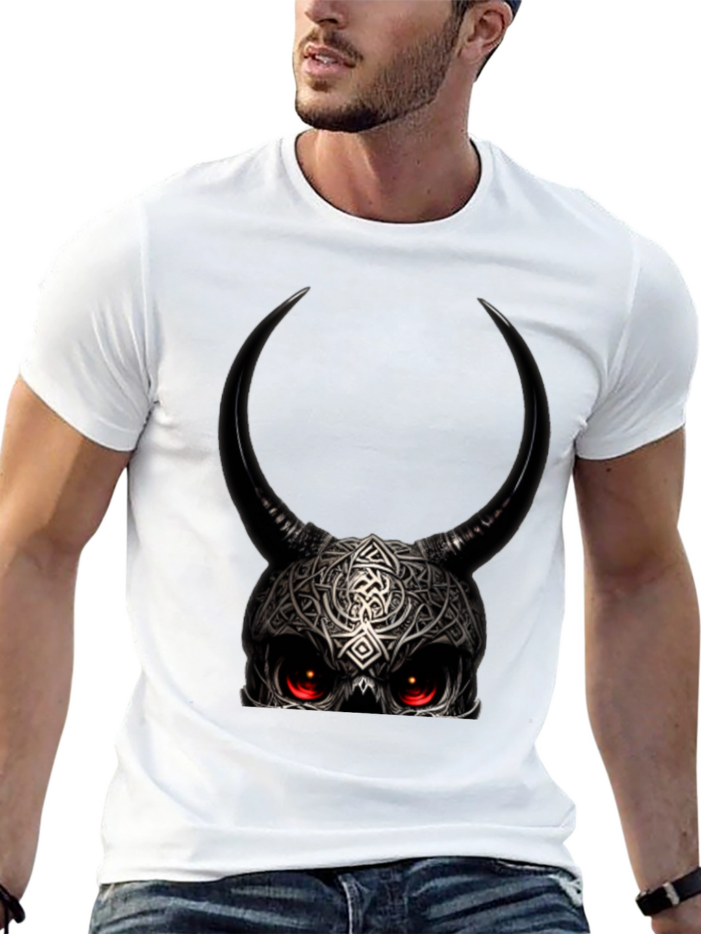 Horned Skull Graphic Black T-Shirt