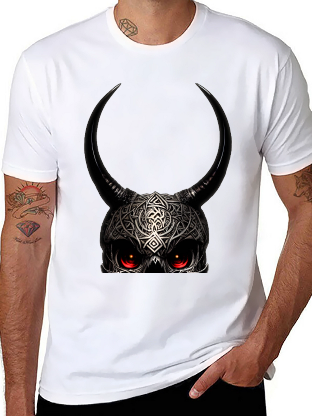 Horned Skull Graphic Black T-Shirt