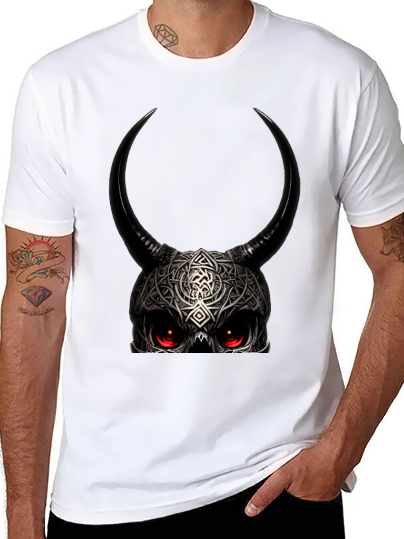Horned Skull Graphic Black T-Shirt