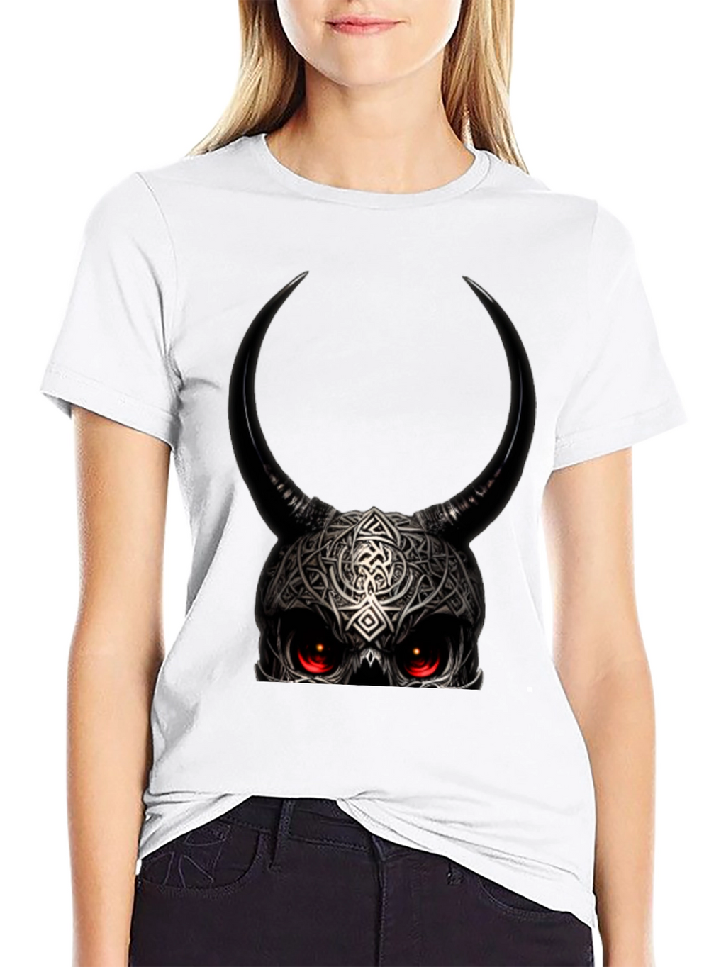 Horned Skull Graphic Black T-Shirt