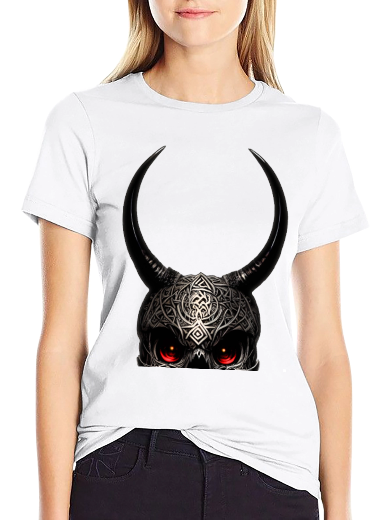 Horned Skull Graphic Black T-Shirt