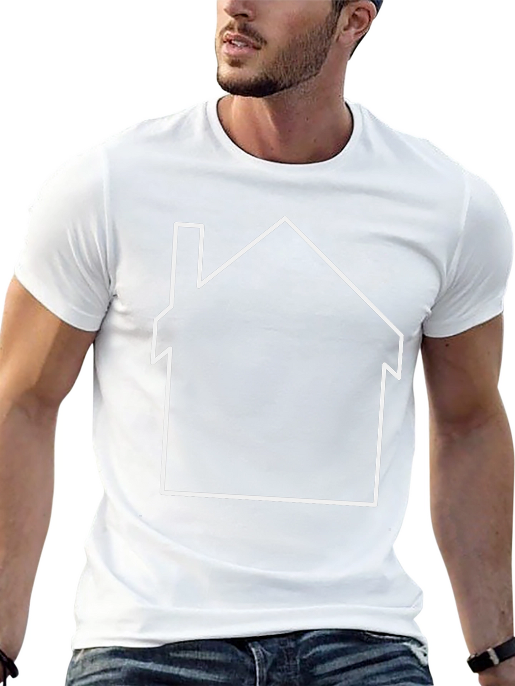 Minimalist House Outline Graphic Tee - Black