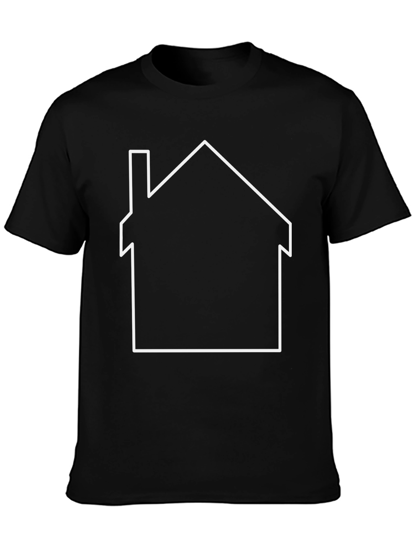 Minimalist House Outline Graphic Tee - Black