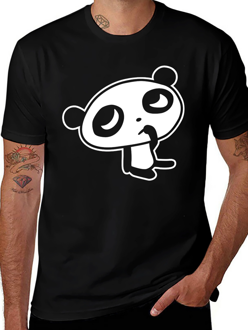 Cartoon Panda Graphic T-Shirt