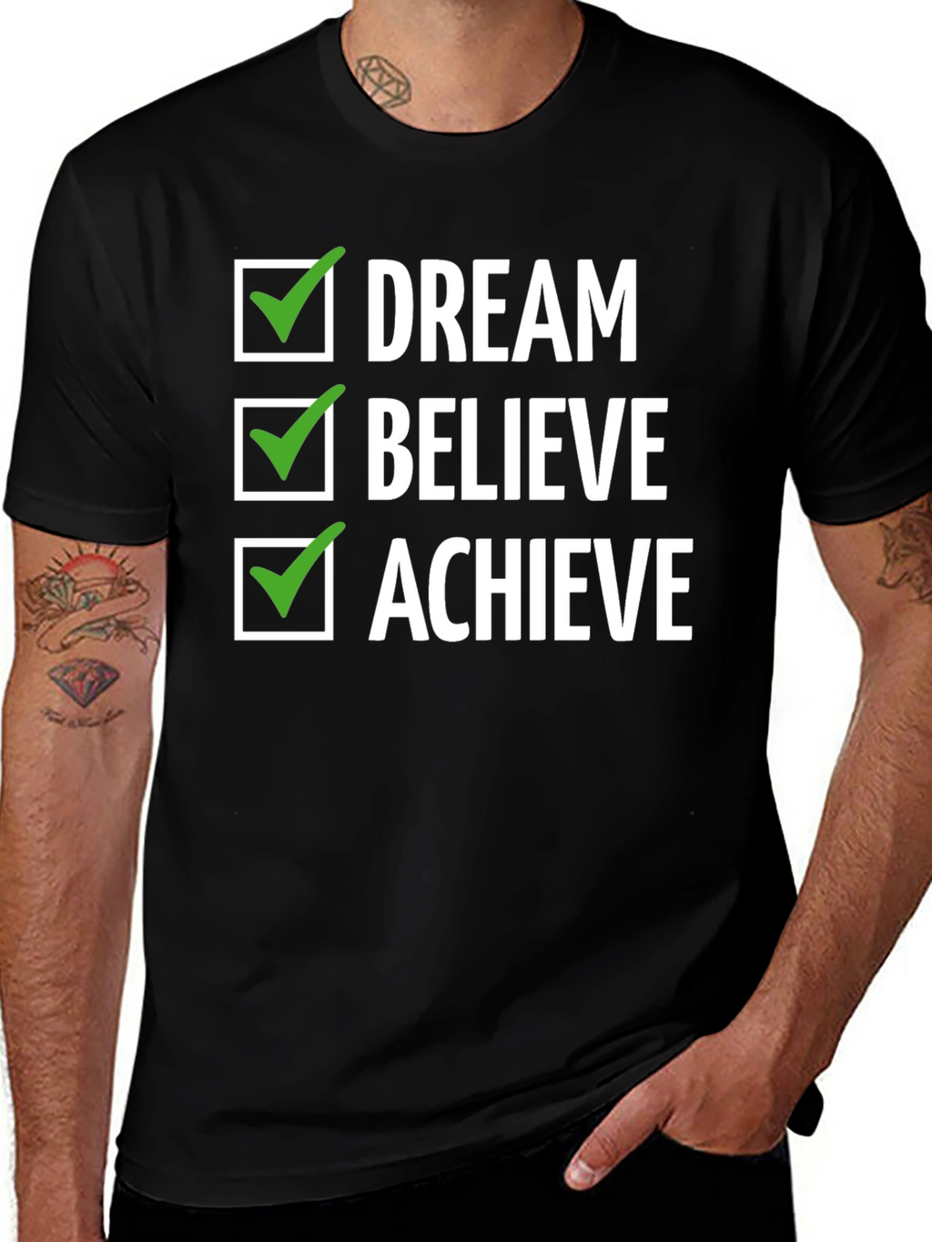 Dream Believe Achieve Graphic Tee - Inspirational Design
