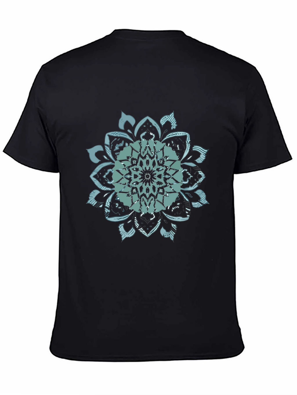 Mens Black T-Shirt with Mandala Graphic Print