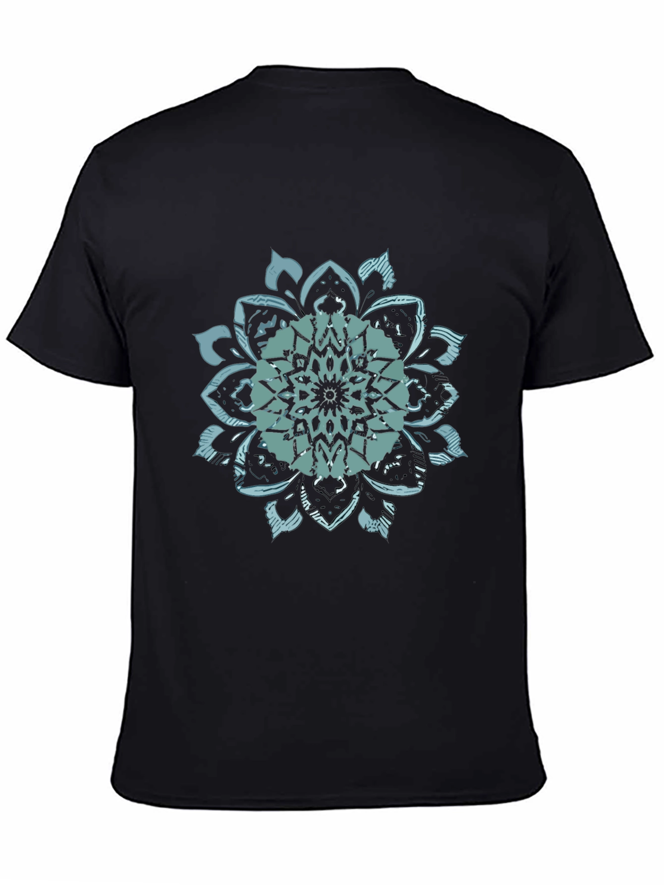 Mens Black T-Shirt with Mandala Graphic Print