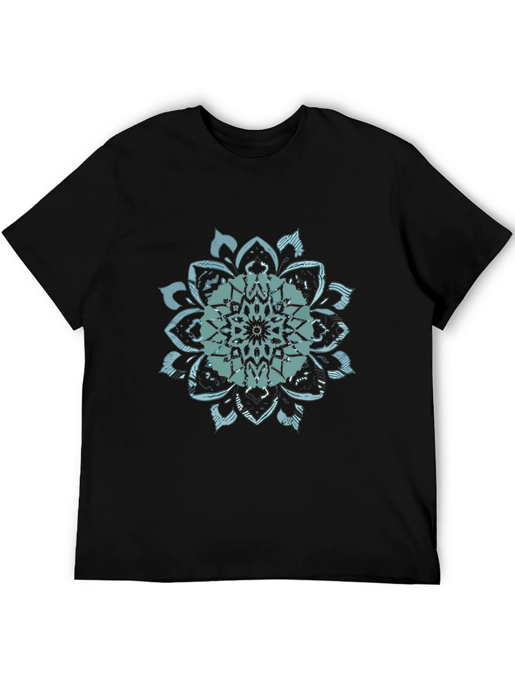Mens Black T-Shirt with Mandala Graphic Print